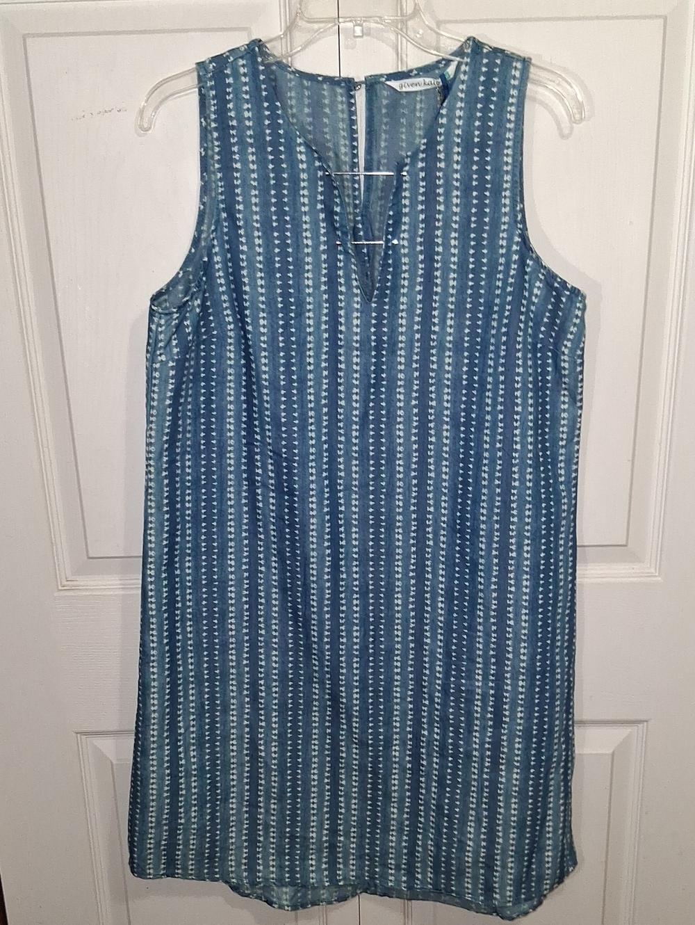 Given Kale Sleeveless Cotton Mini Dress - M - Blue White